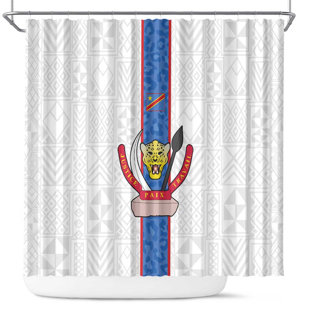 Afro DR Congo Football Shower Curtain Leopards Never Give Up - African Pride