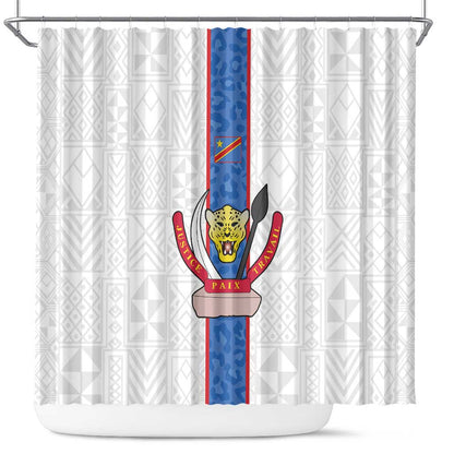 Afro DR Congo Football Shower Curtain Leopards Never Give Up - African Pride