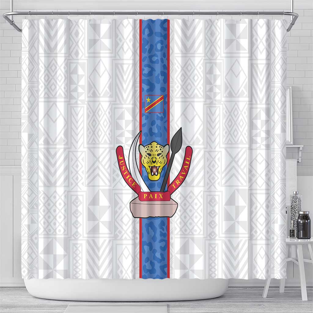 Afro DR Congo Football Shower Curtain Leopards Never Give Up - African Pride