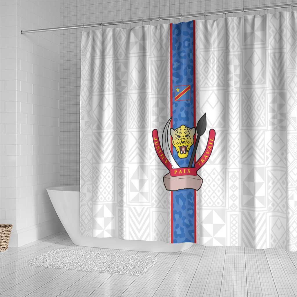 Afro DR Congo Football Shower Curtain Leopards Never Give Up - African Pride