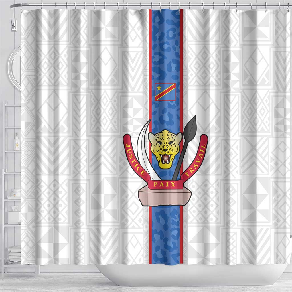 Afro DR Congo Football Shower Curtain Leopards Never Give Up - African Pride