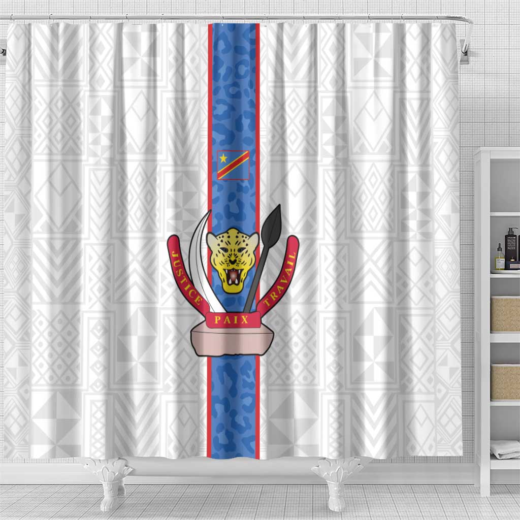 Afro DR Congo Football Shower Curtain Leopards Never Give Up - African Pride