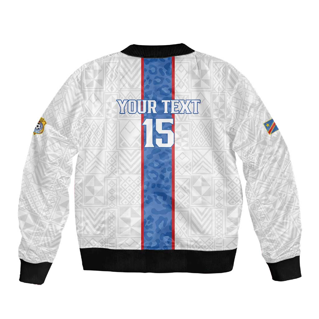 Afro DR Congo Football Custom Sleeve Zip Bomber Jacket Leopards Never Give Up - African Pride