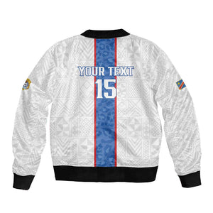 Afro DR Congo Football Custom Sleeve Zip Bomber Jacket Leopards Never Give Up - African Pride