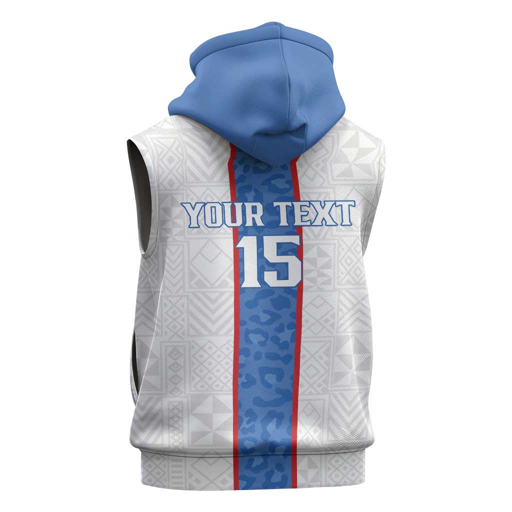 Afro DR Congo Football Custom Sleeveless Hoodie Leopards Never Give Up - African Pride