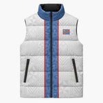 Custom DR Congo Football Sleeveless Puffer Jacket Leopards Mix Kuba Raffia Pattern