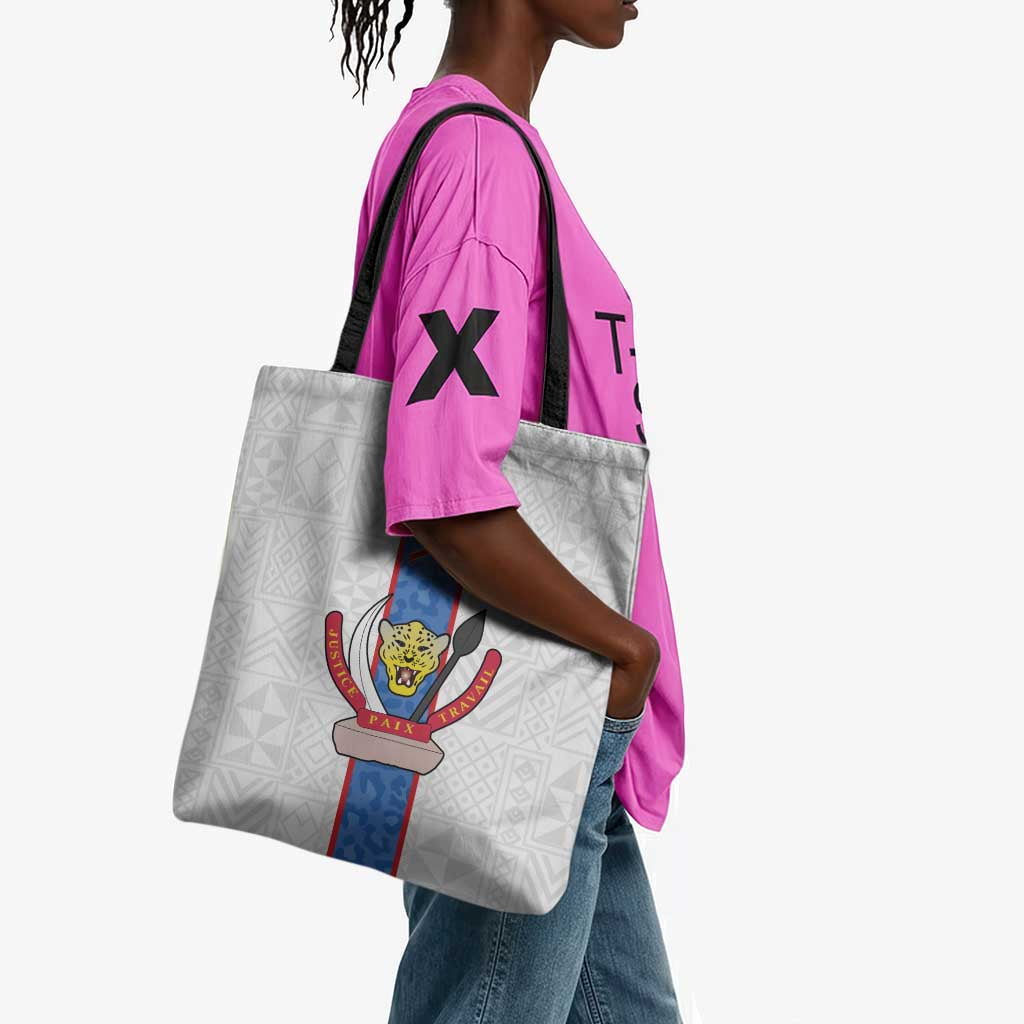 DR Congo Football Tote Bag Leopards Mix Kuba Raffia Pattern