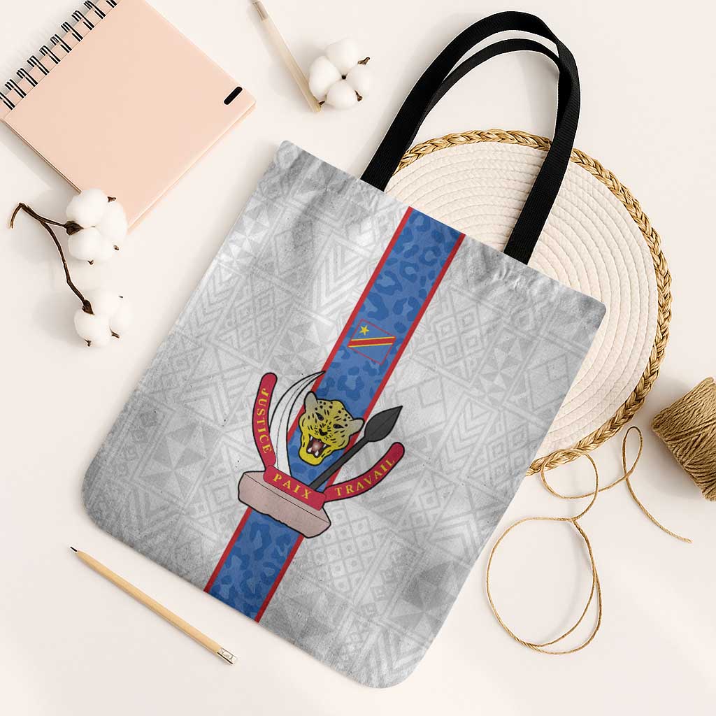DR Congo Football Tote Bag Leopards Mix Kuba Raffia Pattern
