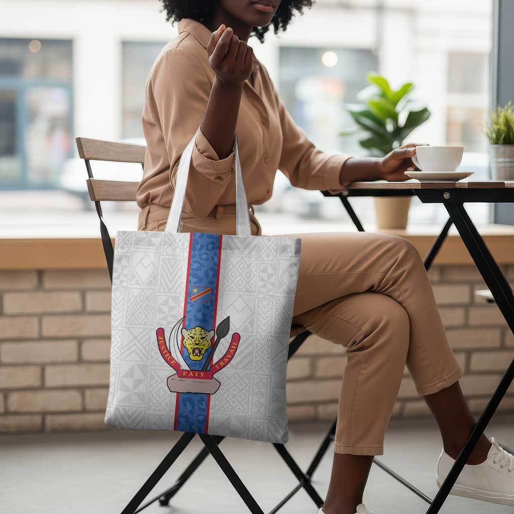 DR Congo Football Tote Bag Leopards Mix Kuba Raffia Pattern