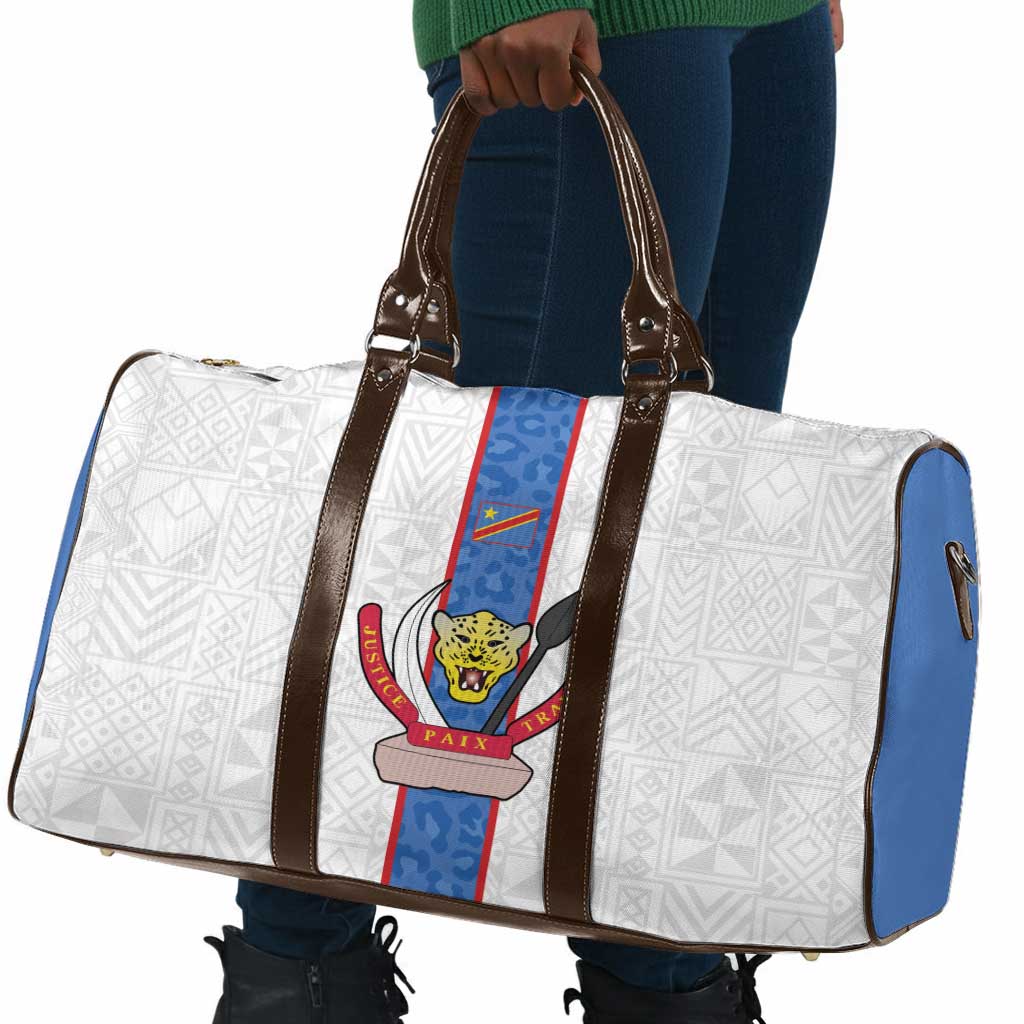 DR Congo Football Travel Bag Leopards Mix Kuba Raffia Pattern