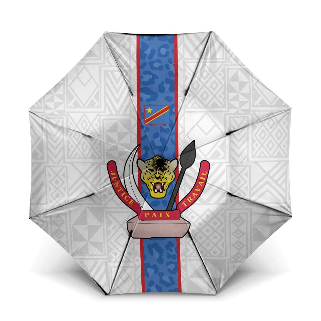 DR Congo Football Umbrella Leopards Mix Kuba Raffia Pattern