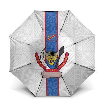 DR Congo Football Umbrella Leopards Mix Kuba Raffia Pattern