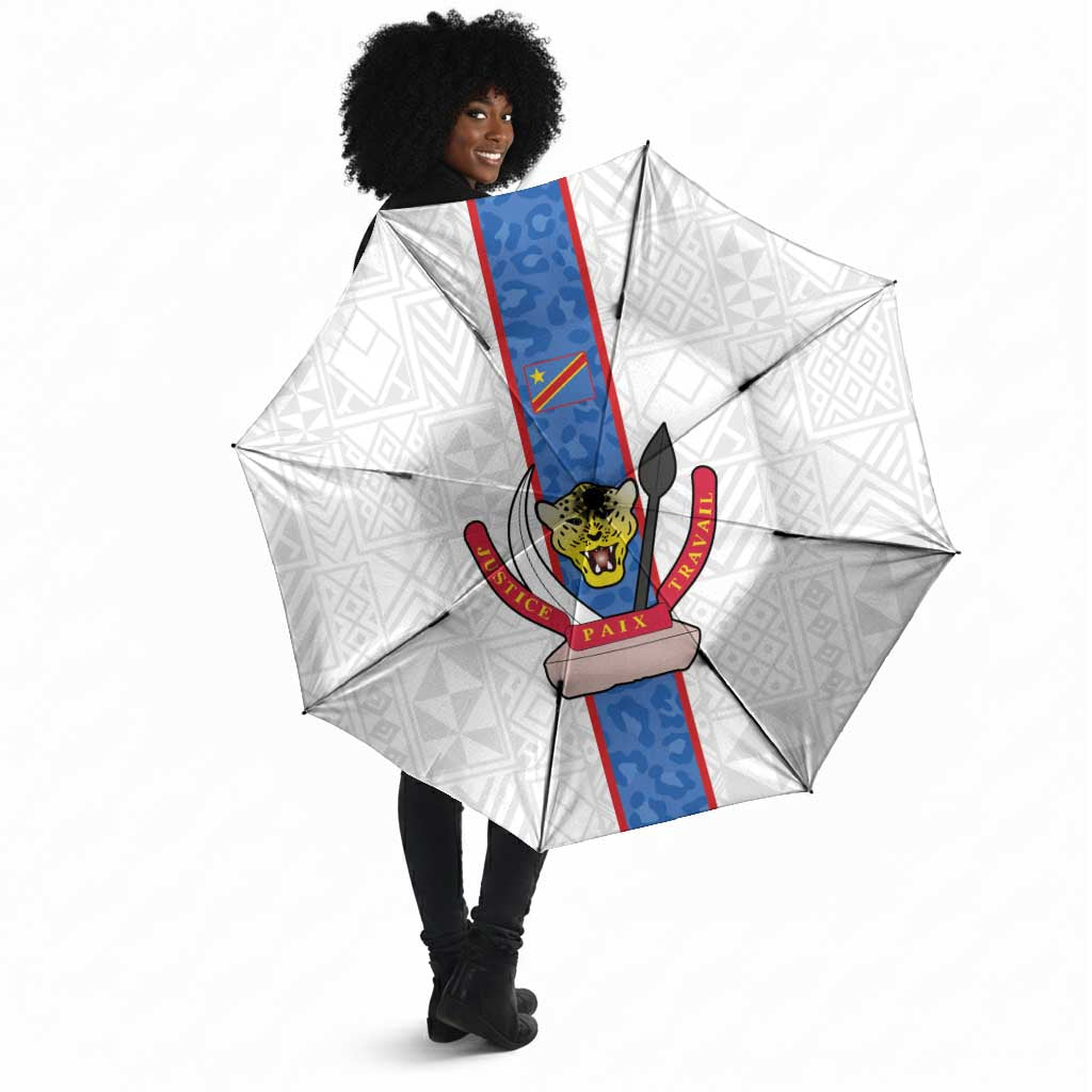 DR Congo Football Umbrella Leopards Mix Kuba Raffia Pattern