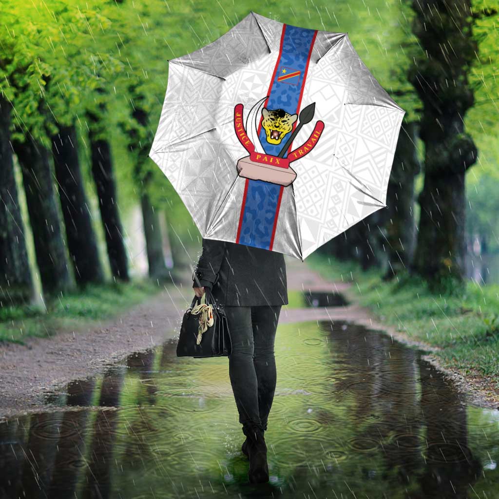 DR Congo Football Umbrella Leopards Mix Kuba Raffia Pattern