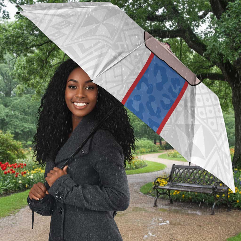 DR Congo Football Umbrella Leopards Mix Kuba Raffia Pattern