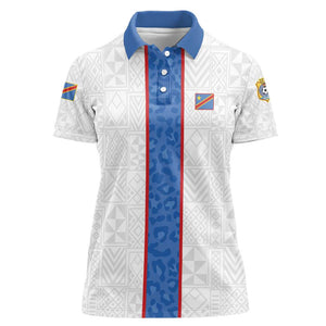 Afro DR Congo Football Custom Women Polo Shirt Leopards Never Give Up LT15