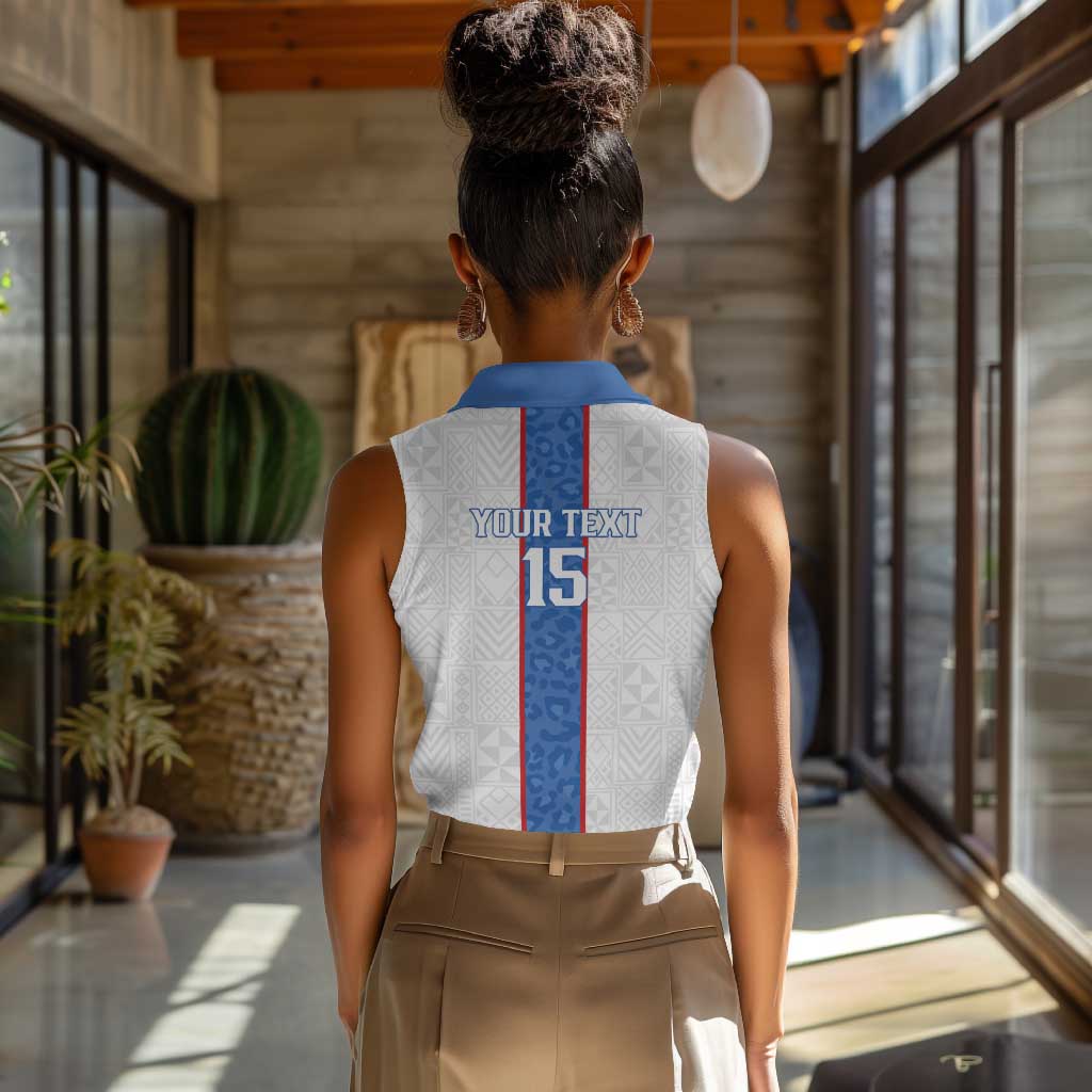 Afro DR Congo Football Custom Women Sleeveless Polo Shirt Leopards Never Give Up - African Pride