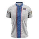 Custom DR Congo Football Zipper Polo Shirt Leopards Mix Kuba Raffia Pattern