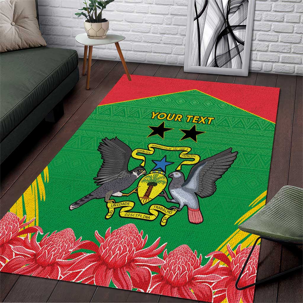 Personalized Afro Sao Tome and Principe Area Rug Coat Of Arms - African Pattern