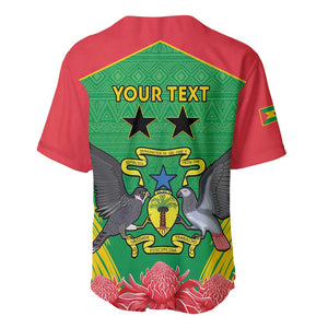 Personalized Afro Sao Tome and Principe Baseball Jersey Coat Of Arms - African Pattern