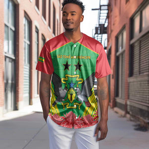 Personalized Afro Sao Tome and Principe Baseball Jersey Coat Of Arms - African Pattern