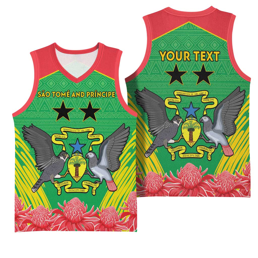 Personalized Afro Sao Tome and Principe Basketball Jersey Coat Of Arms - African Pattern LT15