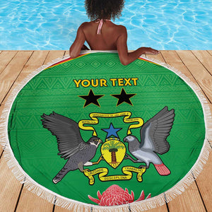 Personalized Afro Sao Tome and Principe Beach Blanket Coat Of Arms - African Pattern