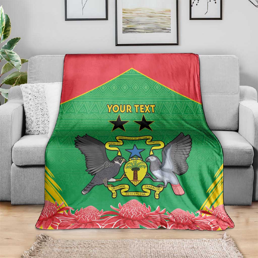 Personalized Afro Sao Tome and Principe Blanket Coat Of Arms - African Pattern