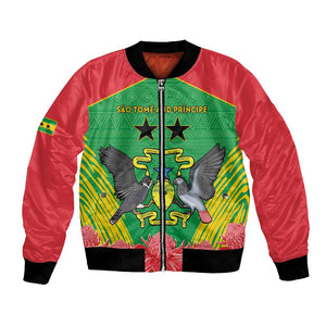 Personalized Afro Sao Tome and Principe Bomber Jacket Coat Of Arms - African Pattern