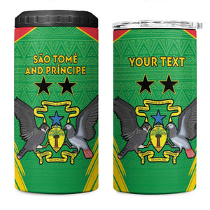 Personalized Afro Sao Tome and Principe 4 in 1 Can Cooler Tumbler Coat Of Arms - African Pattern