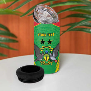 Personalized Afro Sao Tome and Principe 4 in 1 Can Cooler Tumbler Coat Of Arms - African Pattern