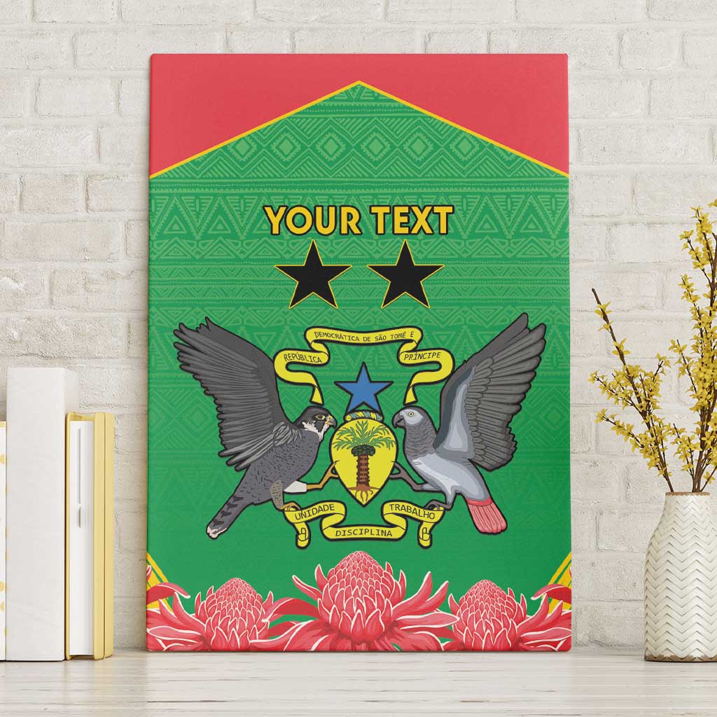 Personalized Afro Sao Tome and Principe Canvas Wall Art Coat Of Arms - African Pattern