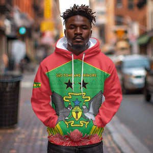 Personalized Afro Sao Tome and Principe Hoodie Coat Of Arms - African Pattern