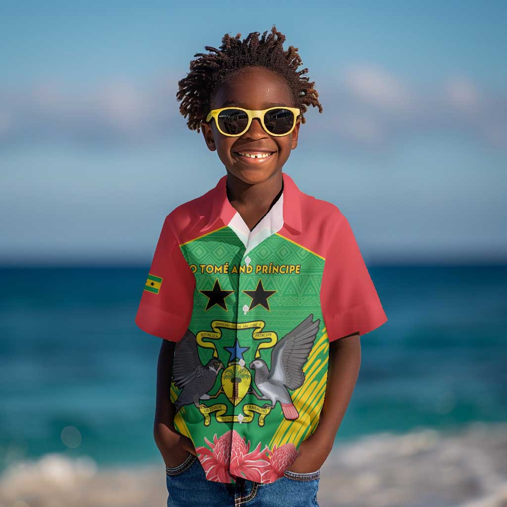 Personalized Afro Sao Tome and Principe Kid Hawaiian Shirt Coat Of Arms - African Pattern