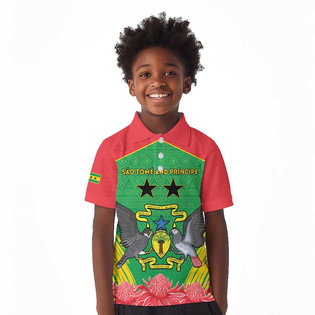 Personalized Afro Sao Tome and Principe Kid Polo Shirt Coat Of Arms - African Pattern