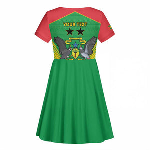 Personalized Afro Sao Tome and Principe Kid Short Sleeve Dress Coat Of Arms - African Pattern