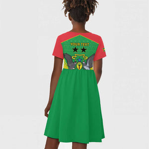 Personalized Afro Sao Tome and Principe Kid Short Sleeve Dress Coat Of Arms - African Pattern