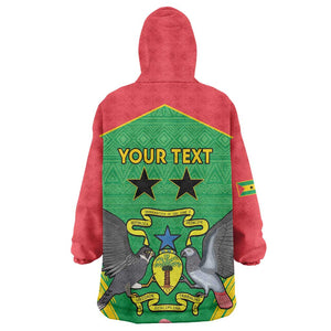 Personalized Afro Sao Tome and Principe Kid Wearable Blanket Hoodie Coat Of Arms - African Pattern