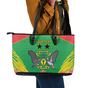 Personalized Afro Sao Tome and Principe Leather Tote Bag Coat Of Arms - African Pattern