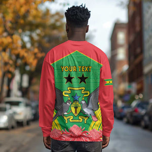 Personalized Afro Sao Tome and Principe Long Sleeve Shirt Coat Of Arms - African Pattern