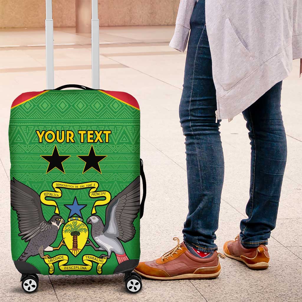 Personalized Afro Sao Tome and Principe Luggage Cover Coat Of Arms - African Pattern