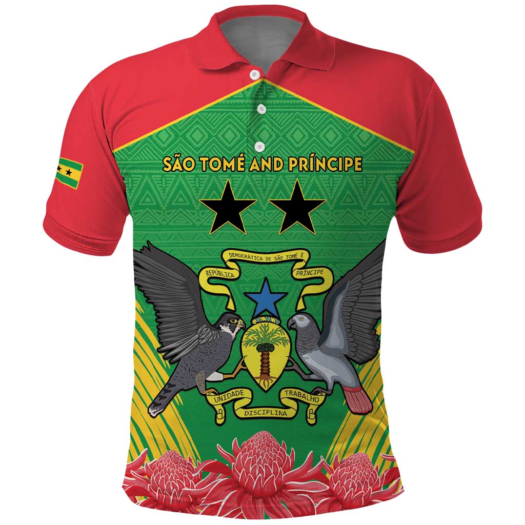 Personalized Afro Sao Tome and Principe Polo Shirt Coat Of Arms - African Pattern