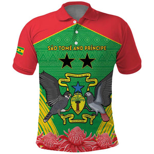 Personalized Afro Sao Tome and Principe Polo Shirt Coat Of Arms - African Pattern