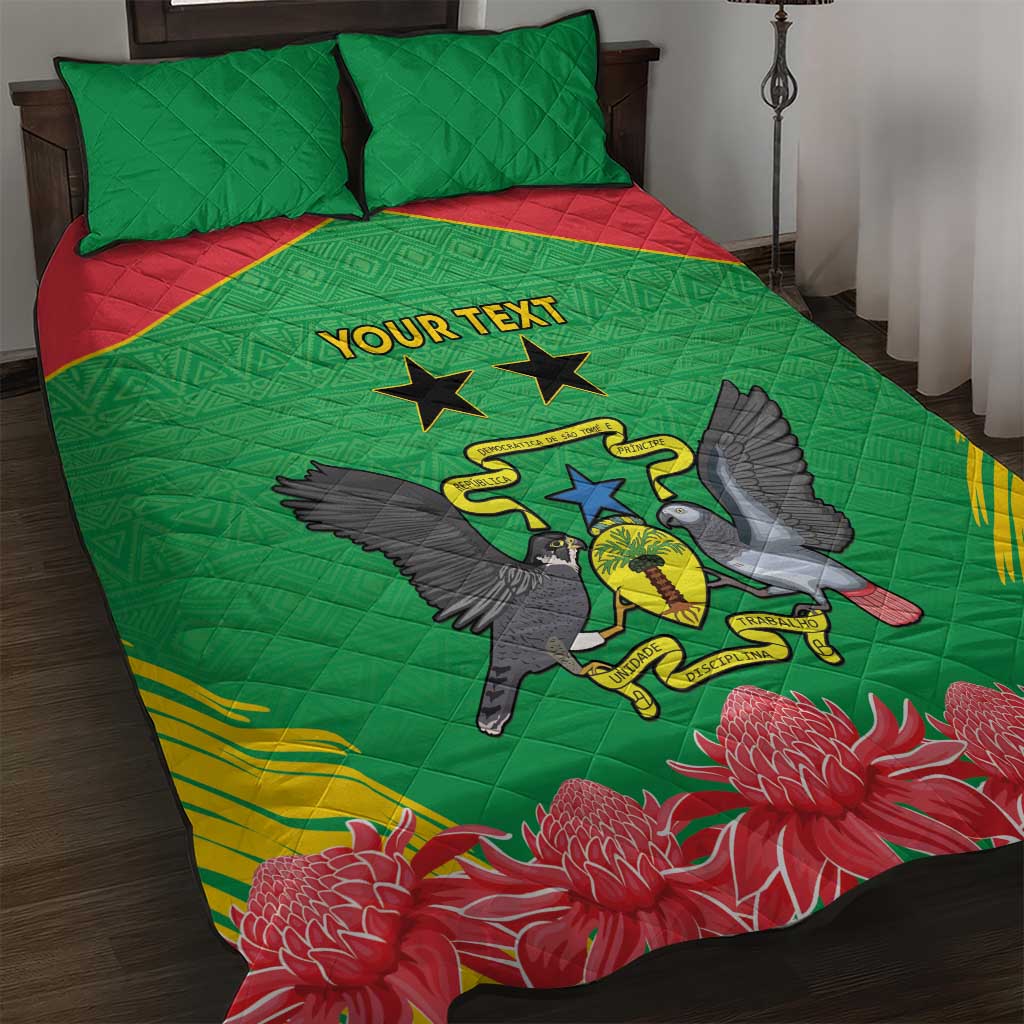 Personalized Afro Sao Tome and Principe Quilt Bed Set Coat Of Arms - African Pattern