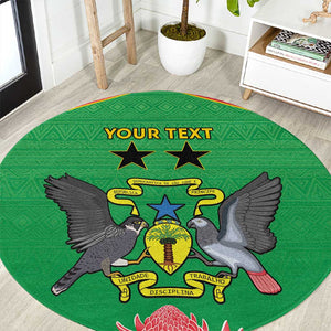 Personalized Afro Sao Tome and Principe Round Carpet Coat Of Arms - African Pattern