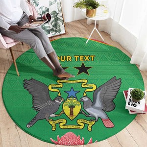 Personalized Afro Sao Tome and Principe Round Carpet Coat Of Arms - African Pattern