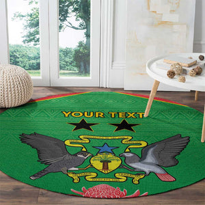 Personalized Afro Sao Tome and Principe Round Carpet Coat Of Arms - African Pattern