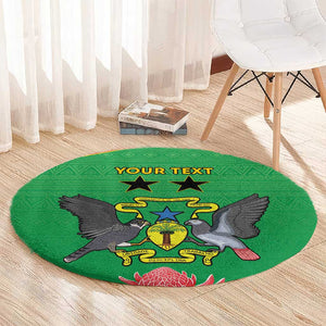 Personalized Afro Sao Tome and Principe Round Carpet Coat Of Arms - African Pattern