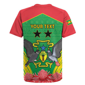 Personalized Afro Sao Tome and Principe Rugby Jersey Coat Of Arms - African Pattern