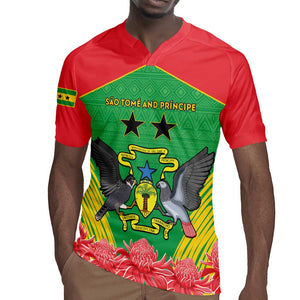 Personalized Afro Sao Tome and Principe Rugby Jersey Coat Of Arms - African Pattern